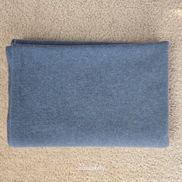 NWOT Margaret O'Leary Cashmere Scarf Greyish Blue - Picture 9 of 13